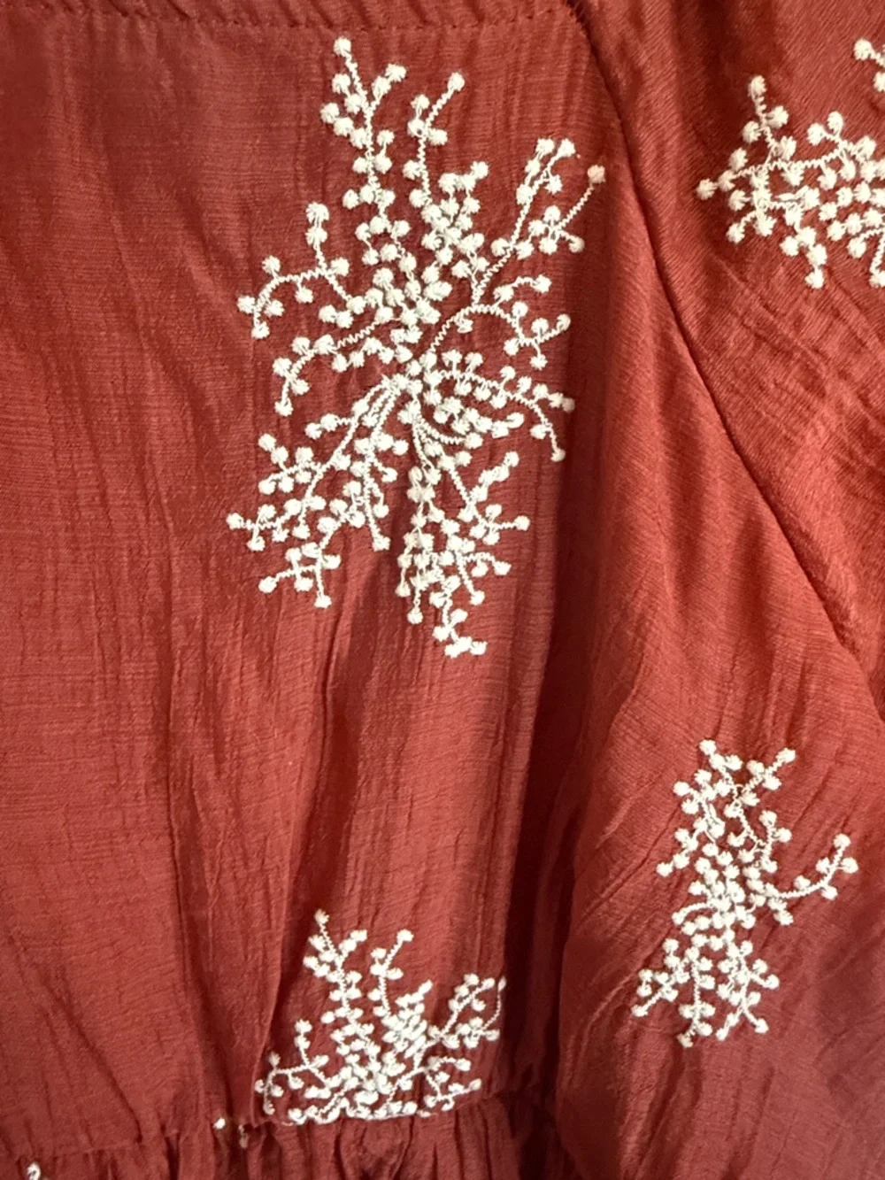 Roolee Rust Red Embroidered Tiered Maxi Dress - Picture 3 of 3